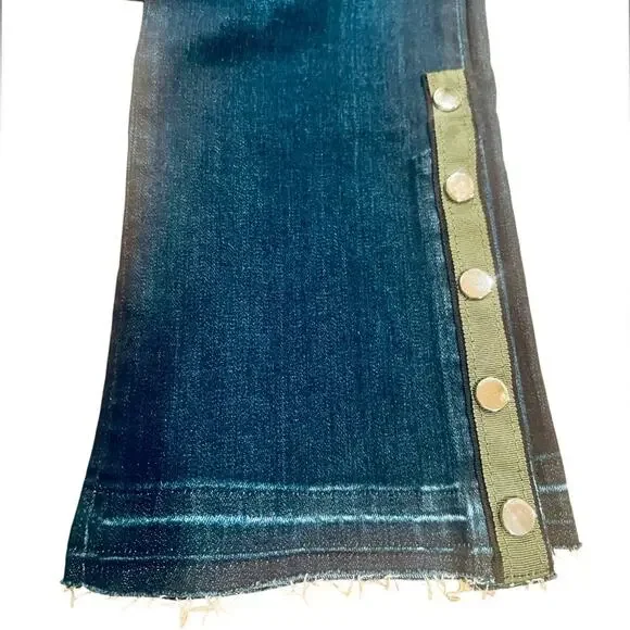 Veronica Beard Carolyn Baby Boot Button Fly Cropped Raw Hem Jeans Size 28 NWT